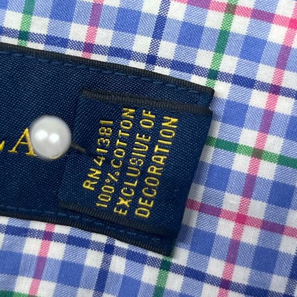 RALPH LAUREN Shirt Mens L Plaid Button Up Long Sleeve Woven Cotton Blue - Picture 10 of 13